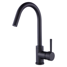 Emerald Black Round Gooseneck Kitchen Sink Mixer