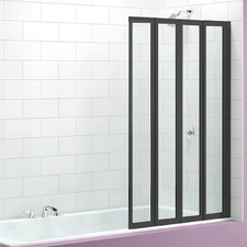 Black 4 Fold Glass Folding Bath Shower Screen