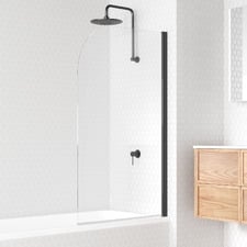 Opal Matte Black Above Bath Pivoting Shower Screen