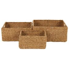 3 Piece Akua Rectangular Seagrass Basket Set