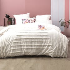 White Classic Vintage Washed Tufted Cotton Quilt Cover Set