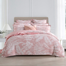 Pink Palm Tree Cotton-Blend Quilt Cover Set