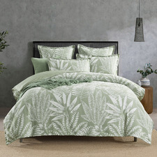 Green Tropic Cotton-Blend Quilt Cover Set