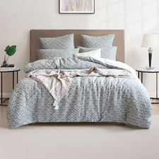 Green Velora Cotton-Blend Quilt Cover Set