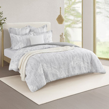 Charcoal Liana Cotton-Blend Quilt Cover Set
