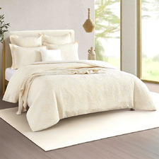 Beige Cosette Cotton-Blend Quilt Cover Set
