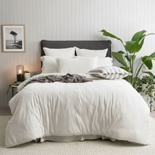 Ecru Harlan Organic Cotton Jersey Quilt Cover Set
