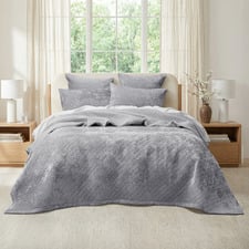 Silver Line Cross Stitch Quillon Velvet Coverlet Set