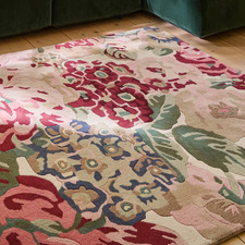 Red Rose & Peony Hand-Tufted Pure New Wool Rug