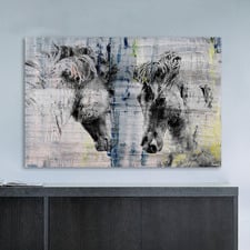 Facing Horses Canvas Wall Art