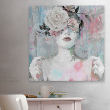 Dreaming With Flowers Stretched Canvas Wall Art