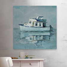 Boat Reflection Stretched Canvas Wall Art