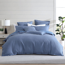 Steel Waffle Ascot Cotton-Blend Quilt Cover Set