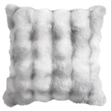 Silver Faux Rabbit Fur Cushion