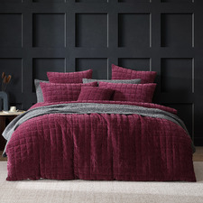 Plum Apollo Chenille Velvet Quilt Cover Set