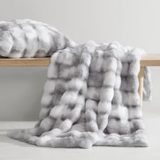 Silver Faux Rabbit Fur Single Throw