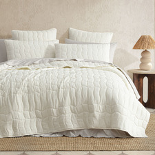 Cascade Quilted Cotton Gauze Queen/King Coverlet Set