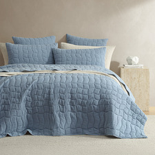 Cascade Quilted Cotton Gauze Queen/King Coverlet Set