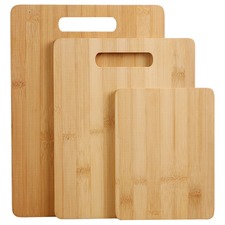 3 Piece Gourmet Kitchen Natural Bamboo Chopping Board Set