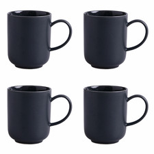 Charcoal 330ml Porcelain Mugs (Set of 4)