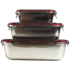 3 Piece Pink Stainless Steel Food Container Set