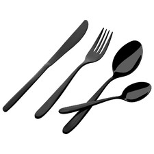 24 Piece Premium Black Titanium Alloy Cutlery Set