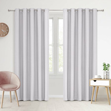 Grey Eyelet Blockout Curtains (Set of 2)