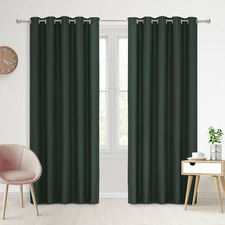 Forest Green Eyelet Blockout Curtains (Set of 2)