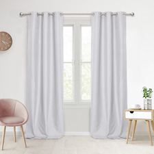 Grey Eyelet Blockout Curtains (Set of 2)