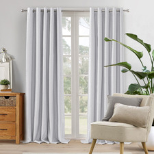 Lynden Grey Blockout Eyelet Curtains (Set of 2)