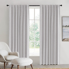 Lynden Faux Linen Blockout Concealed Tab Top Curtains (Set of 2)