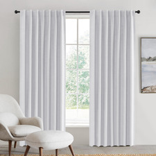 Lynden Faux Linen Blockout Concealed Tab Top Curtains (Set of 2)