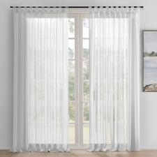 Evie White Sheer Tab Top Curtains (Set of 2)