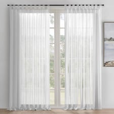 Georgia White Sheer Tab Top Curtains (Set of 2)