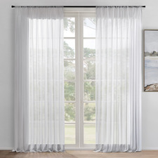 Georgia White Sheer Rod Pocket Curtains (Set of 2)