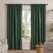 Lynden Faux Linen Blockout Concealed Tab Top Curtains (Set of 2)