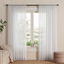 Georgia White Sheer Rod Pocket Curtains (Set of 2)
