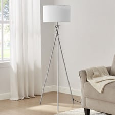 Chic Metal & Linen Tripod Floor Lamp