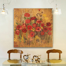 Floral Frenzy Red VI Art Print on Canvas