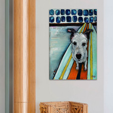 Dog On Surfboard Art Print on Canvas