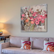 Floral Frenzy Pink II Art Print on Canvas