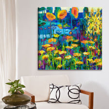 Yellow Garden II Wrapped Canvas Painting Print