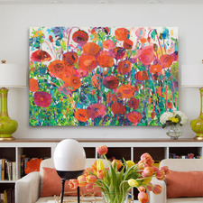 Plentiful Poppies Wrapped Canvas Painting Print