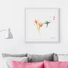 Green Hummingbird Framed Painting Print