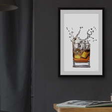 Whiskey & Ice Framed Printed Wall Art