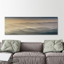 Foggy Peaks Stretched Canvas Wall Art