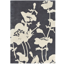 Charcoal Floral Hand-Tufted Wool-Blend Rug