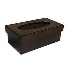 Dark Leather Tissue Box