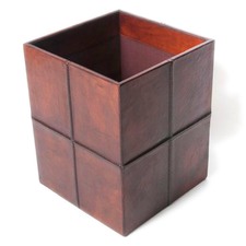 Tan Leather Rubbish Bin