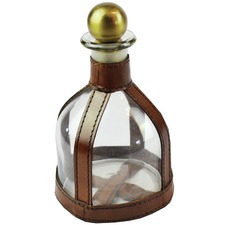 Tan Leather & Glass Decanter